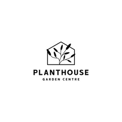 Plant house logo retro vintage design vector template