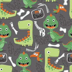 Naklejka premium seamless pattern vector of dinosaurs cartoon