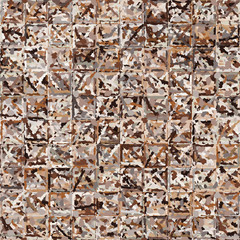 Seamless pattern. Checkered camouflage consisting of casually painted squares. The colors of rusty iron.