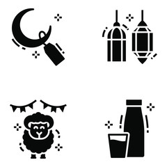 
Pack of Eid and Decoration Solid Icons 
