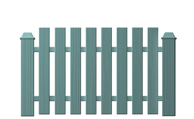 3d illustration. Wooden fence element isolated on white background.
