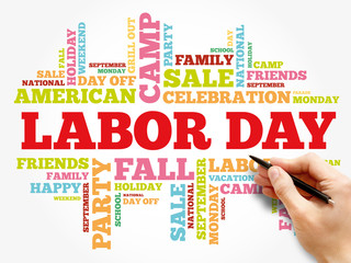 Labor Day word cloud collage, holiday concept background