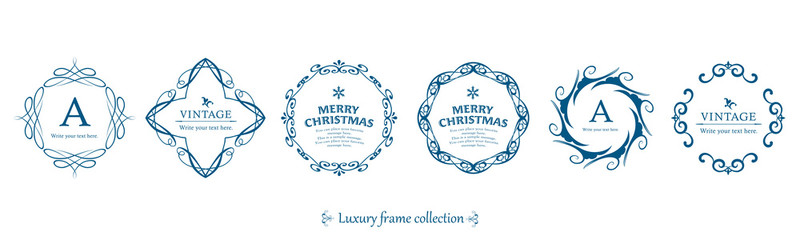 クリスマスのフレームセット、リースのデザイン、オーナメントや装飾デザイン