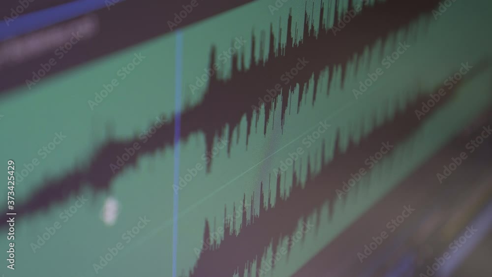 Poster 4k video sound wave player in timeline editor. background for cinema and movie post production.