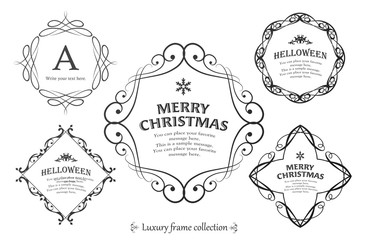 クリスマスのフレームセット、リースのデザイン、オーナメントや装飾デザイン