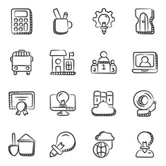 
Distance Education Doodle Icons Pack 
