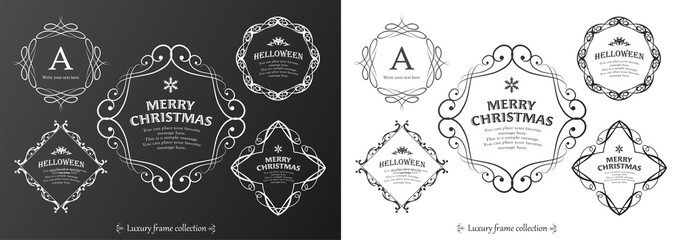 クリスマスのフレームセット、リースのデザイン、オーナメントや装飾デザイン