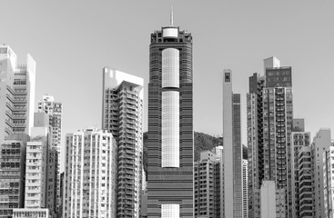 High rise office building in downtown district of Hong Kong city