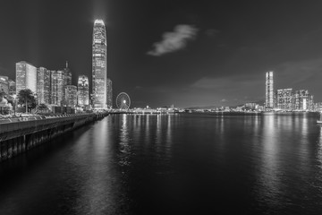 Obraz na płótnie Canvas Night scene of skyline and Victoria harbor of Hong Kong city