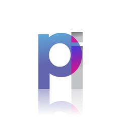 Initial Letter PI Lowercase overlap Logo Blue, pink and grey, Modern and Simple Logo Design.