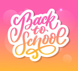 Welcome back to school hand brush lettering, on notepad crumpled paper background, with black thick backdrop. Vector illustration.