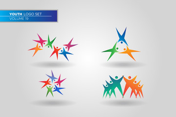 Obraz premium Youth Social Activities Logo Set Template. Lining People