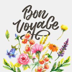 Bon Voyage Hand Lettering Vector Calligraphy Travel