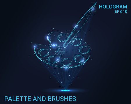 The hologram palette. Holographic projection palette. A flickering energy stream of particles. Scientific design palette.