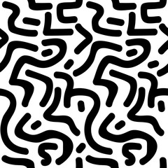 Abstract. black and white line background pattern seamless design for mask face, pillow, clothing, fabric, gift wrap. Vector.