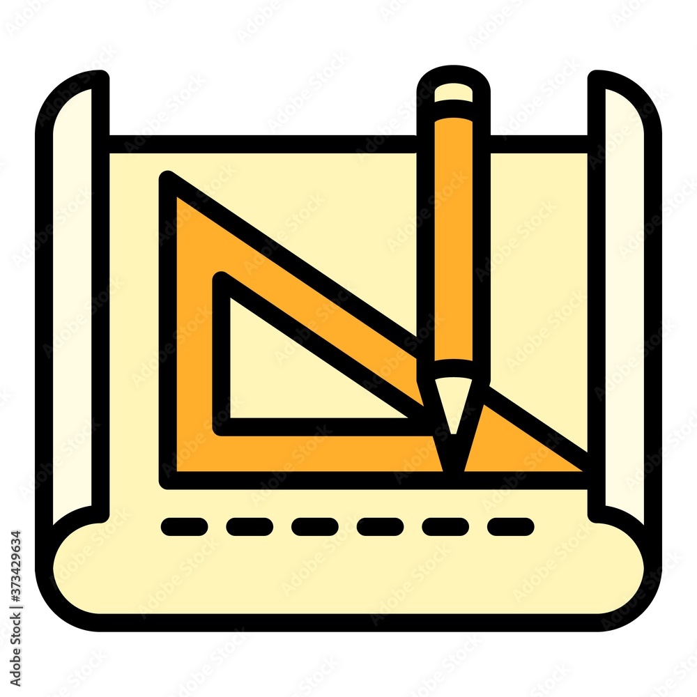 Aufkleber architect pencil angle ruler icon. outline architect pencil angle ruler vector icon for web design i
