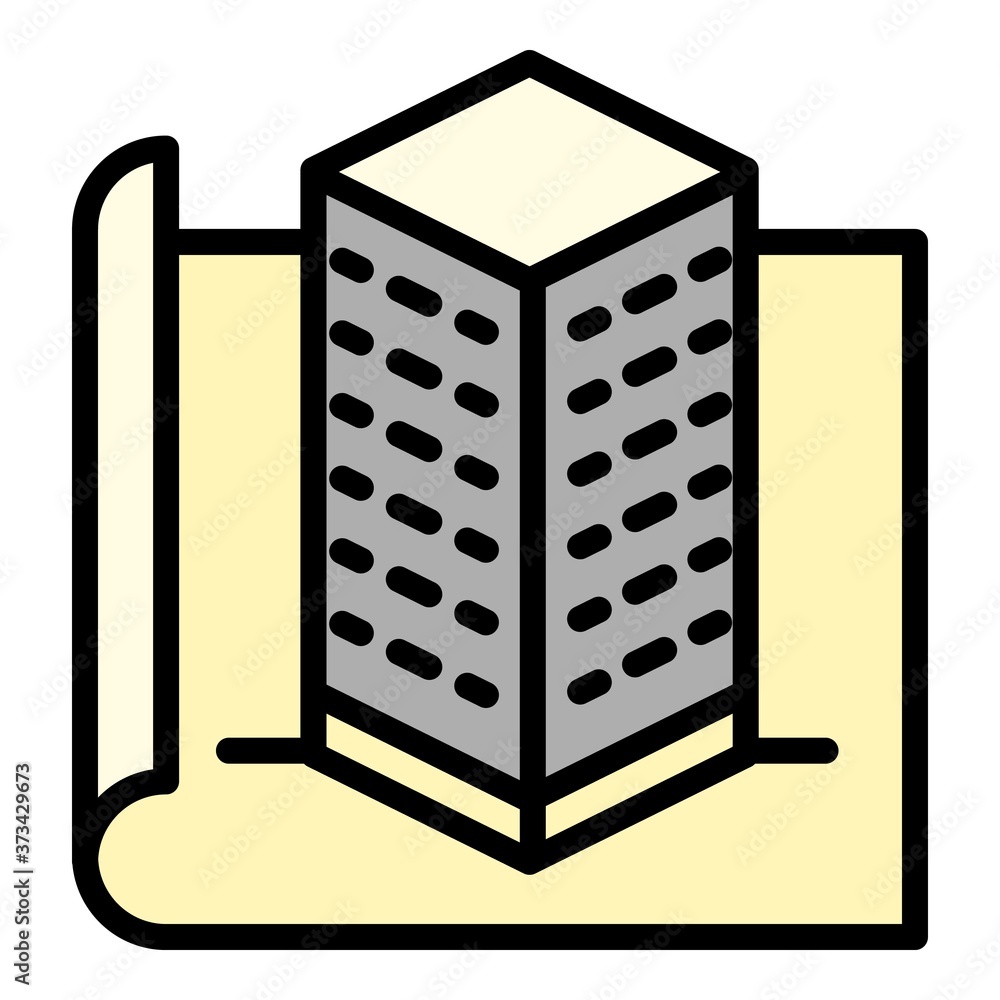 Poster architect building project icon. outline architect building project vector icon for web design isola