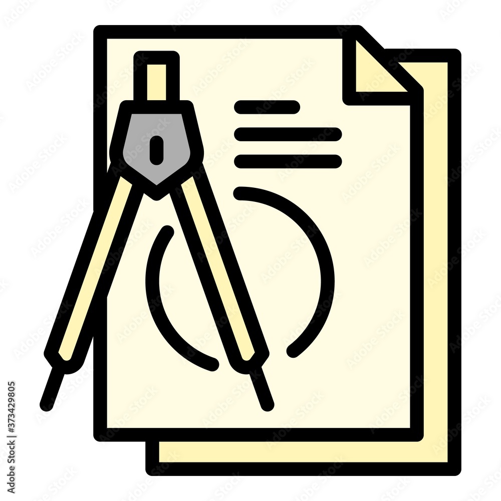 Poster architect compass paper icon. outline architect compass paper vector icon for web design isolated on