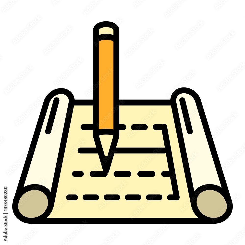 Poster draw architect plan icon. outline draw architect plan vector icon for web design isolated on white b
