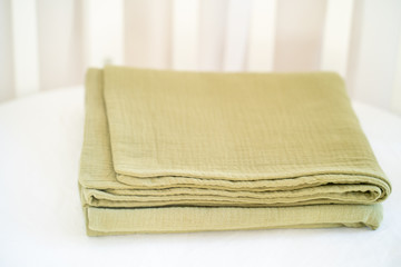 Soft blue baby blanket closeup