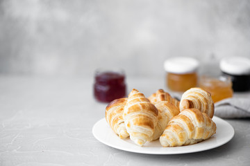 small homemade croissants with berry jam © Ольга Гагарова