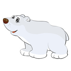 cute polar bear, toy, cartoon illustration, postcard, isolated object on white background, vector illustration,