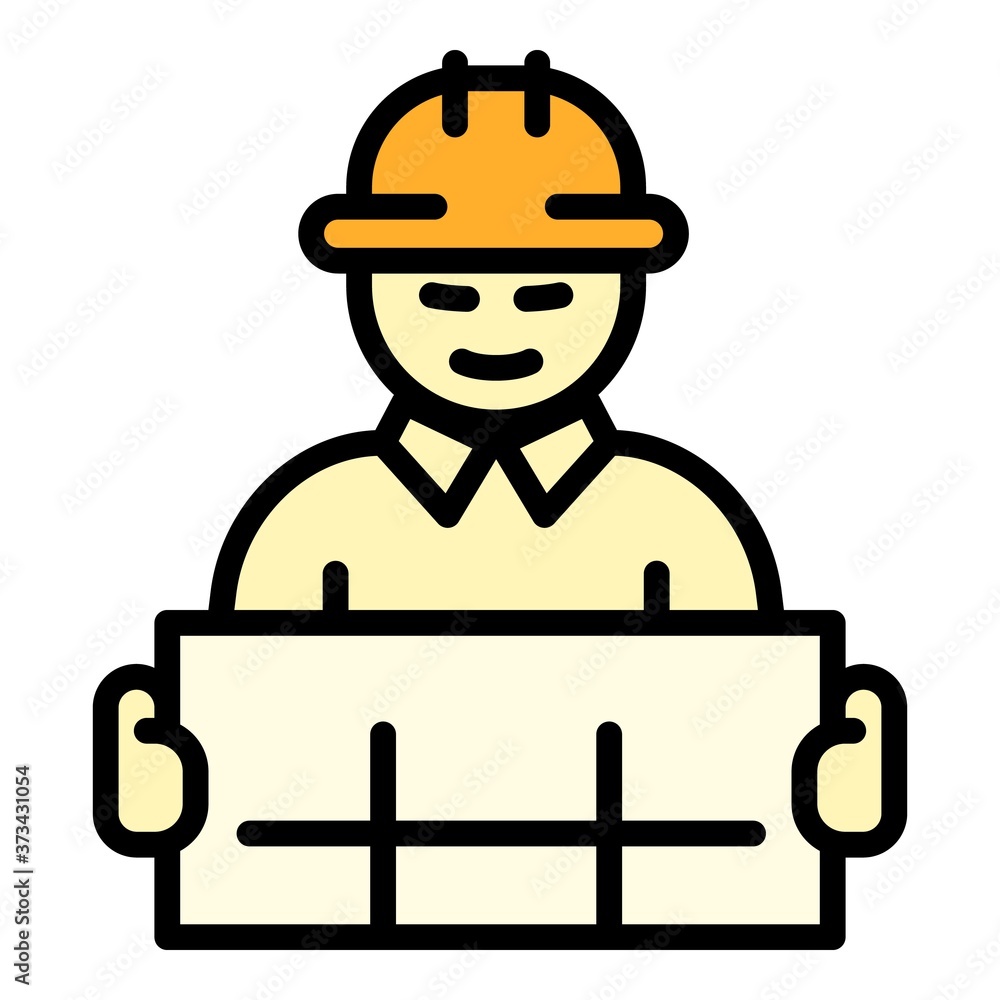 Poster working architect icon. outline working architect vector icon for web design isolated on white backg