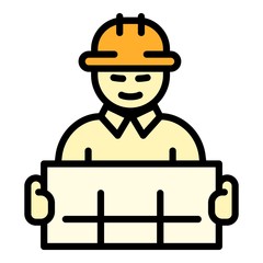 Working architect icon. Outline working architect vector icon for web design isolated on white background