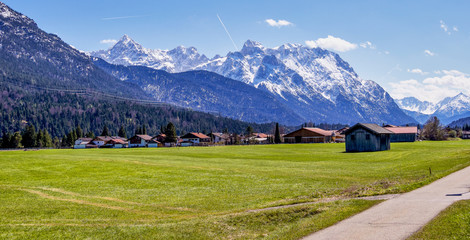 Wetterstein mountains. View from Wallgau, Bavaria, Germany.