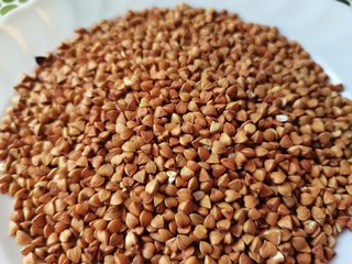 buckwheat on a wooden plate