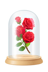 vector red rose, glass flask