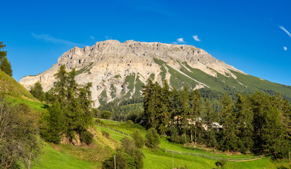 The Alps near the old alpine village Graun in Val Venosta, South Tyrol, Italy