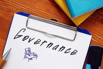 Financial concept meaning Governance with phrase on the page.