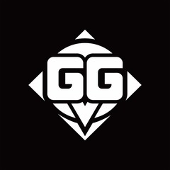 GG Logo monogram with circle shape and square rotate rounded design template