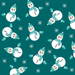 christmas snowman pattern vector illustration