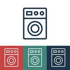 Linear vector icon with washing machine