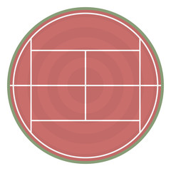 Fototapeta premium Round field for play tennis, vector illustration.