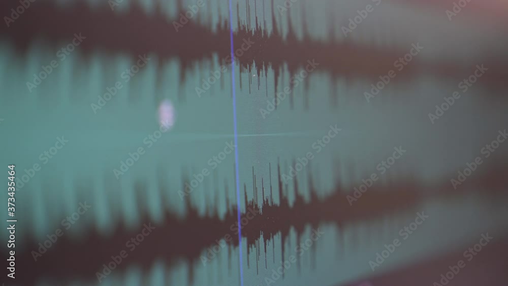 Poster 4k video sound wave player in timeline editor. background for cinema and movie post production.