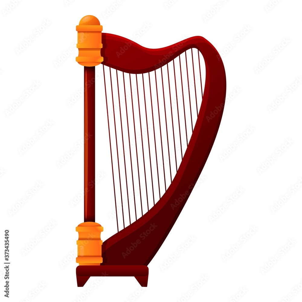 Poster harp lesson icon. cartoon of harp lesson vector icon for web design isolated on white background