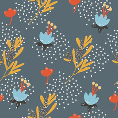 vector seamless pattern of flowers and floristry elements on a white background