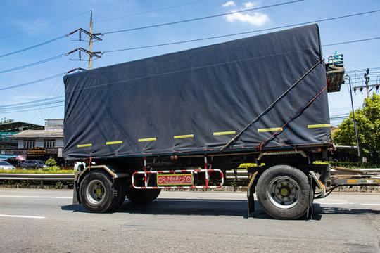 BANGKOK, THAILAND, JUN 20 2020, The trailer is towed by a truck on the road, Thailand.