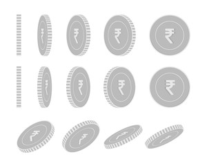 Indian rupee rotating coins set, animation ready. 