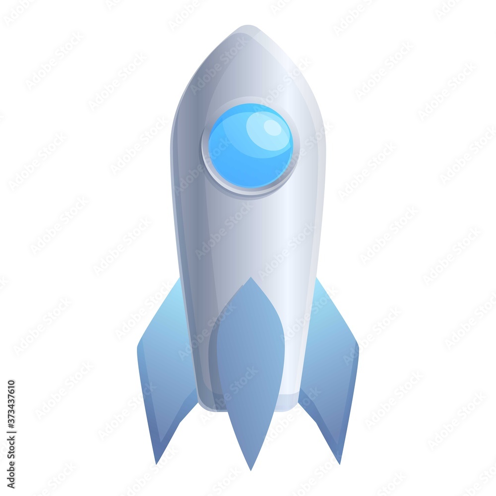 Poster space rocket icon. cartoon of space rocket vector icon for web design isolated on white background