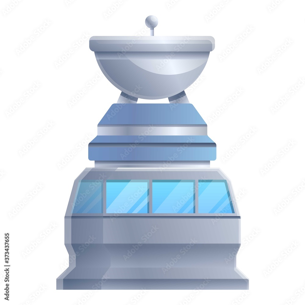 Poster planet space station icon. cartoon of planet space station vector icon for web design isolated on wh