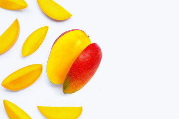 Tropical fruit, Mango  on white background.