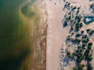 Aerial view to Beautiful sandy beach Yyteri at summer, in Pori, Finland