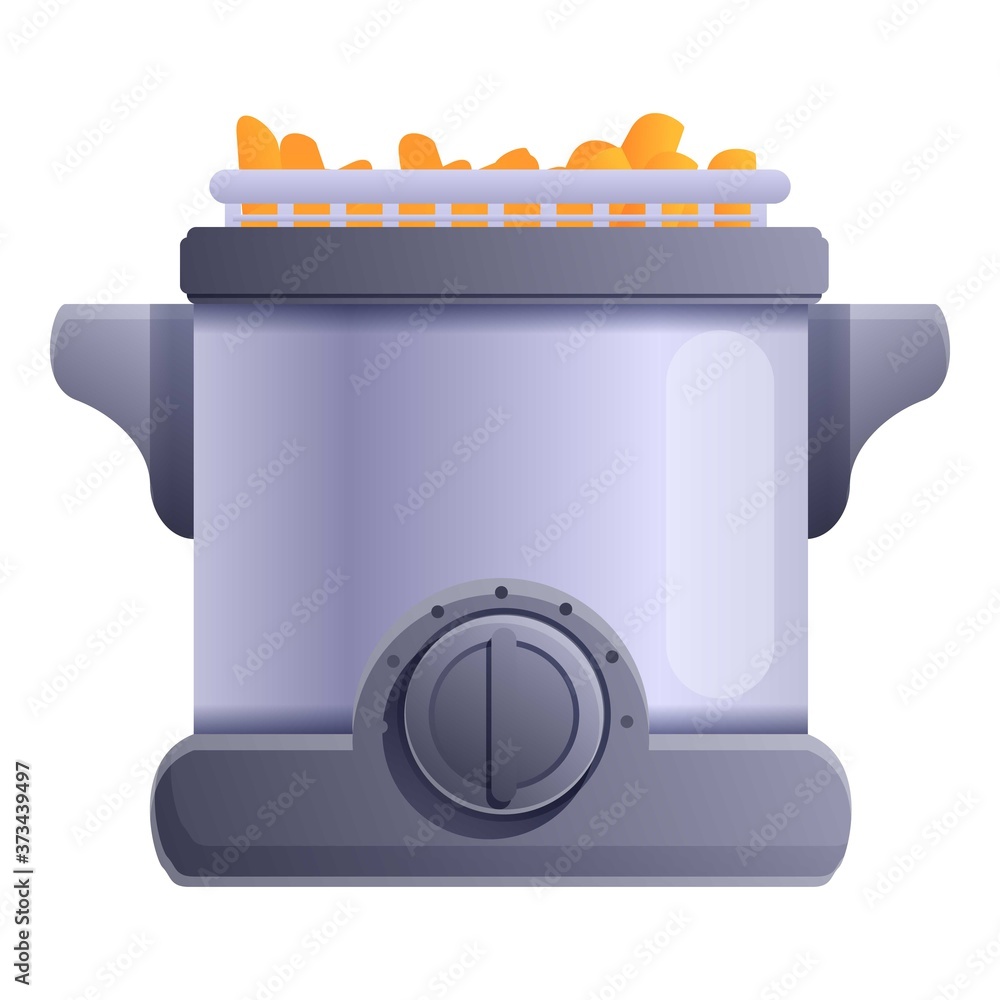 Poster chips deep fryer icon. cartoon of chips deep fryer vector icon for web design isolated on white back