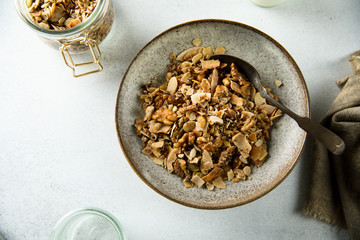 Traditional homemade coconut granola