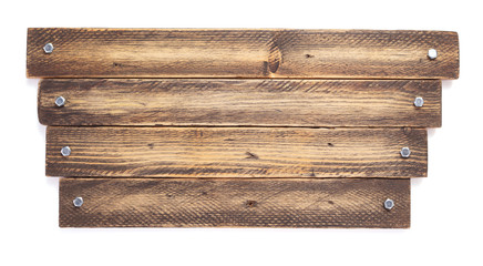 aged wooden board on white background