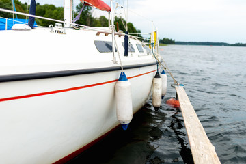 Plateliai Lithuania 08 24 2020 Classic yachts at Old Gaffers Festival